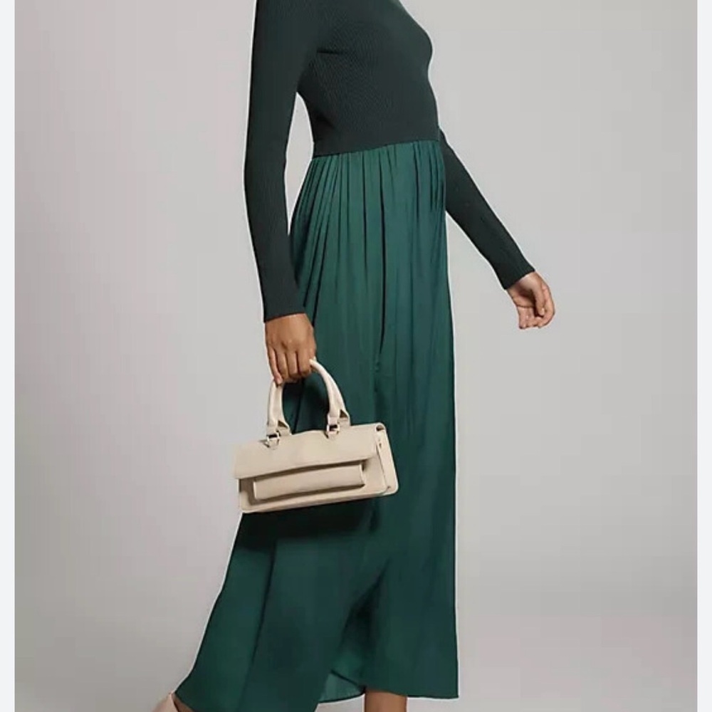 Anthropologie Forest Green Long Sleeve Maxi Dress